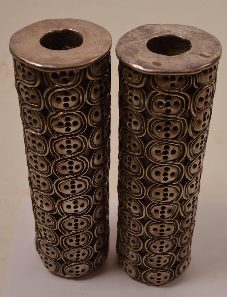 Beeindruckendes Paar Antonio Pineda Silber-Kerzenständer im Angebot 3