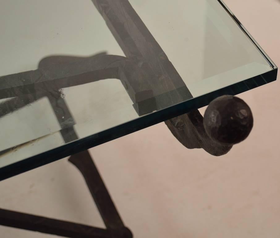 wrought iron and glass coffee table