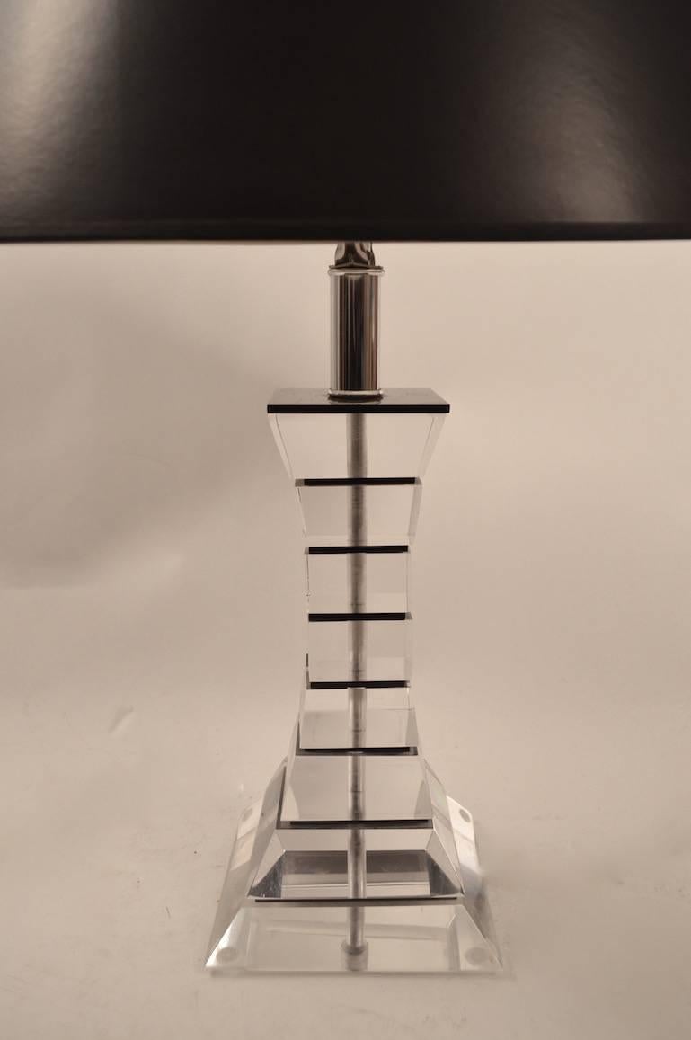 Stacked Lucite Block Hourglass Form Table Lamp For Sale 4