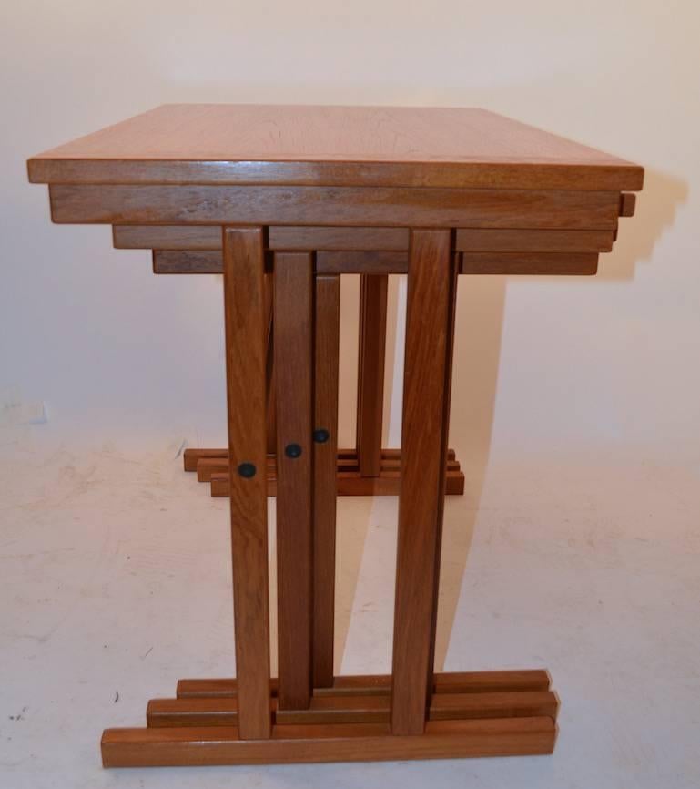 Mid-20th Century Three Stacking or Nesting Danish Teak Tables For Sale