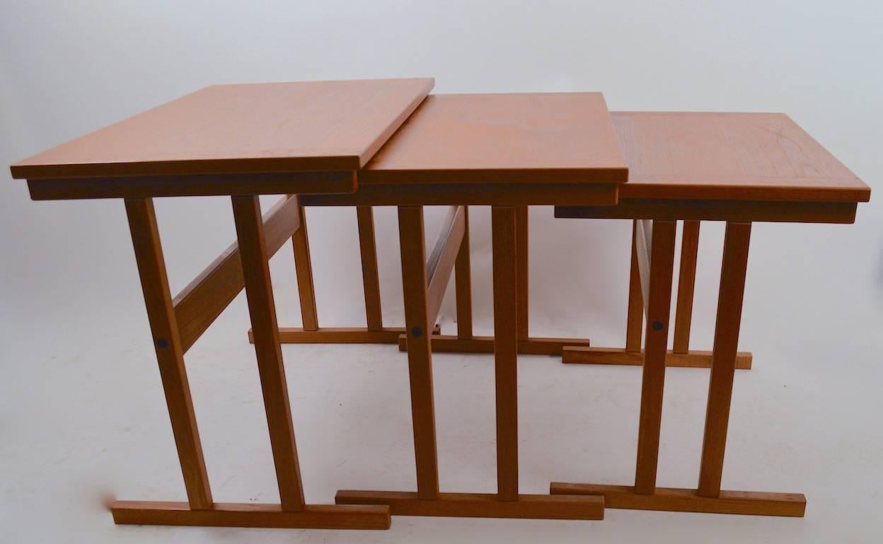 Three Stacking or Nesting Danish Teak Tables For Sale 1