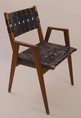 Leather Strap Walnut Armchair Attributed to Risom