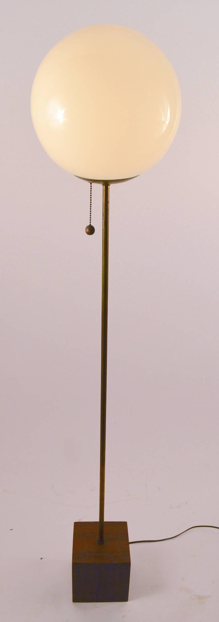 Mid-Century Modern Glass Ball Top Floor Lamp Attributed to Laurel Lamp Co.