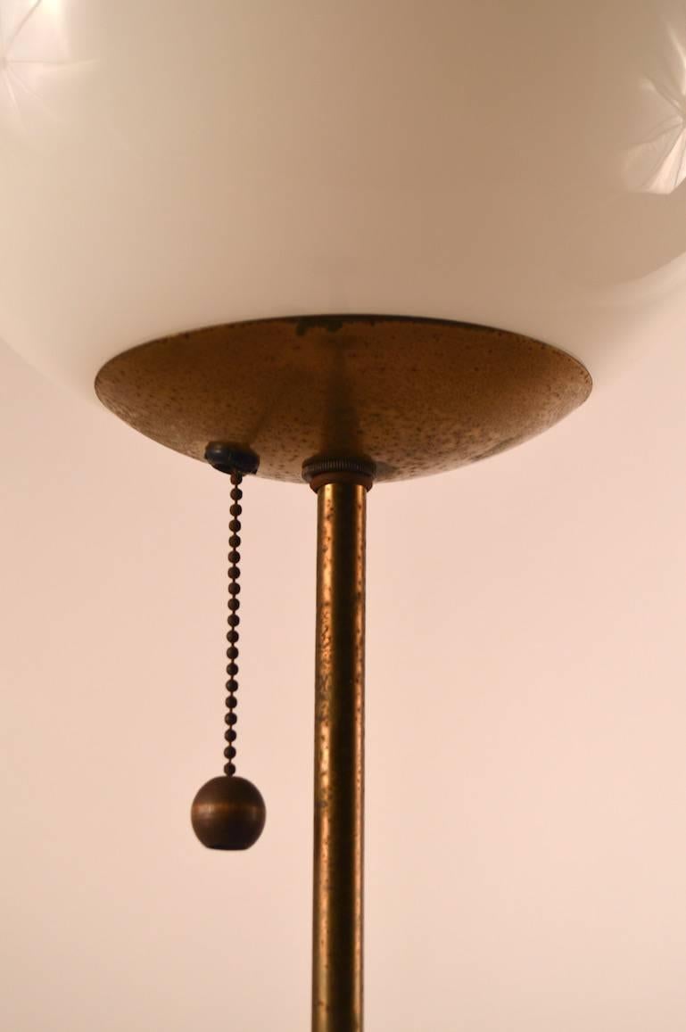 Brass Glass Ball Top Floor Lamp Attributed to Laurel Lamp Co.