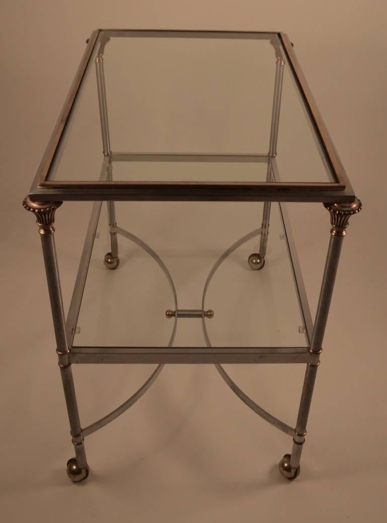 Hollywood Regency Steel and Brass Serving Cart Attributed to Maison Jansen