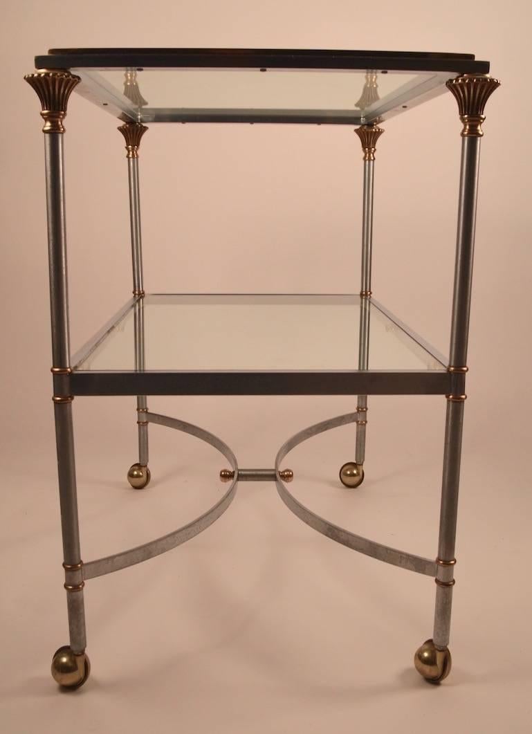 Italian Steel and Brass Serving Cart Attributed to Maison Jansen