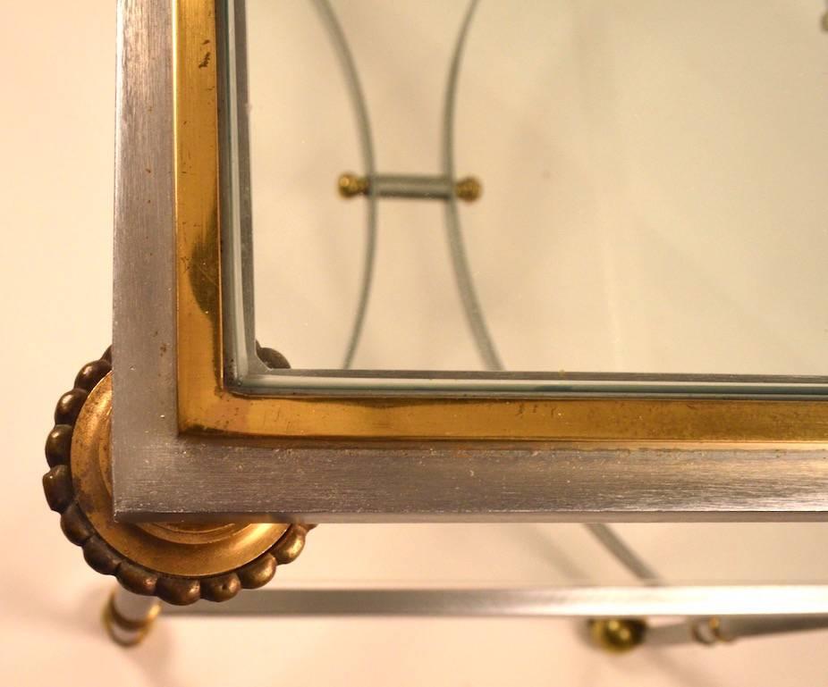 Steel and Brass Serving Cart Attributed to Maison Jansen 3