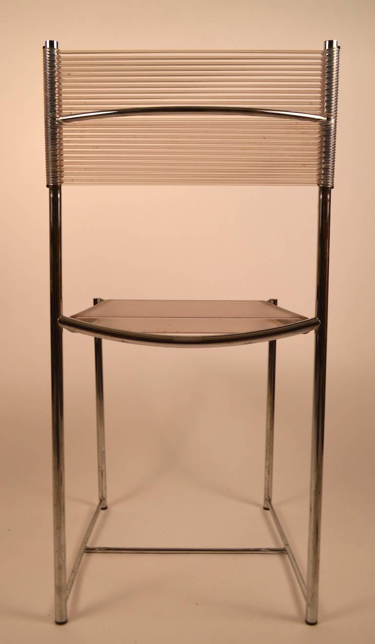 Mid-Century Modern Set of Eight Fly Line Dining Chairs by Giandomenico Belotti