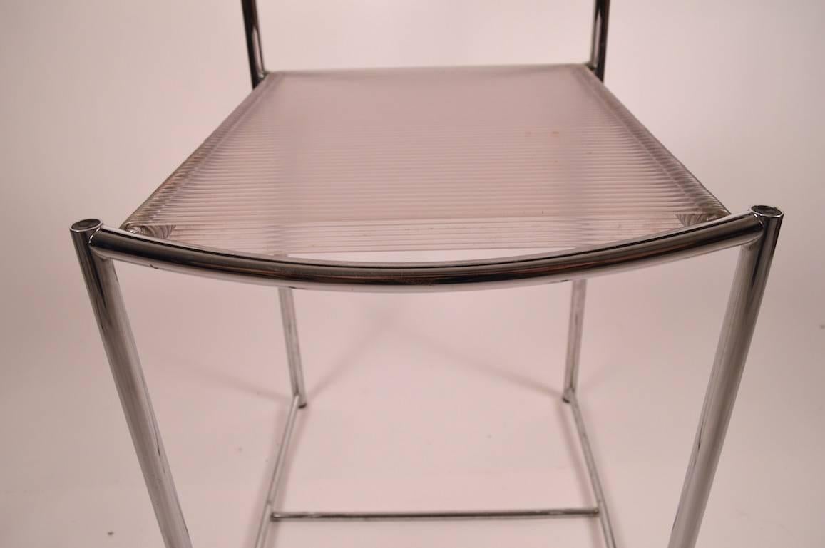 Chrome Set of Eight Fly Line Dining Chairs by Giandomenico Belotti