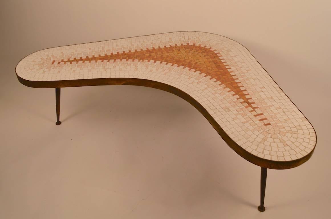 American Classic Mid-Century Tile Top Boomerang Coffee Table