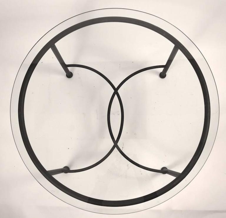 Pair of Round Glass Top Brown Jordan Tables at 1stDibs