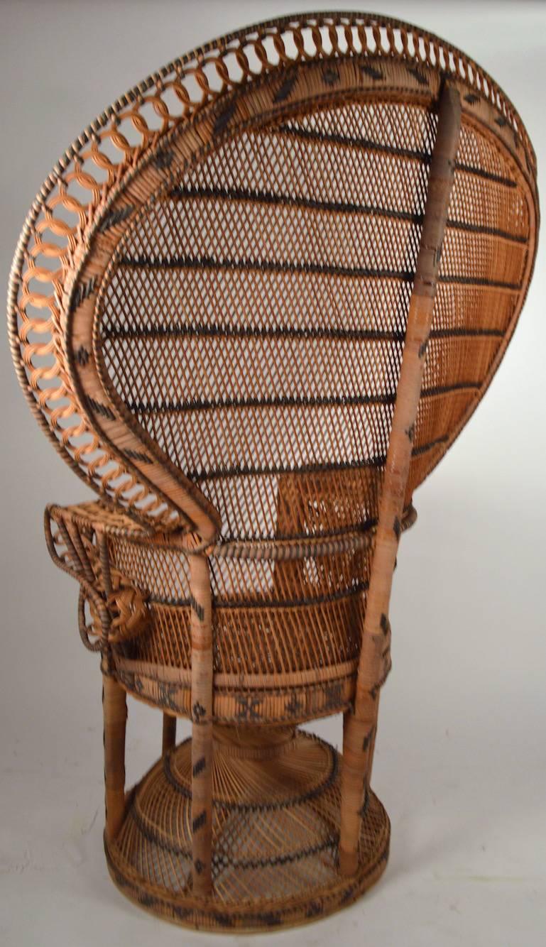 Late 20th Century Iconic Emmanuelle Wicker Peacock Chair