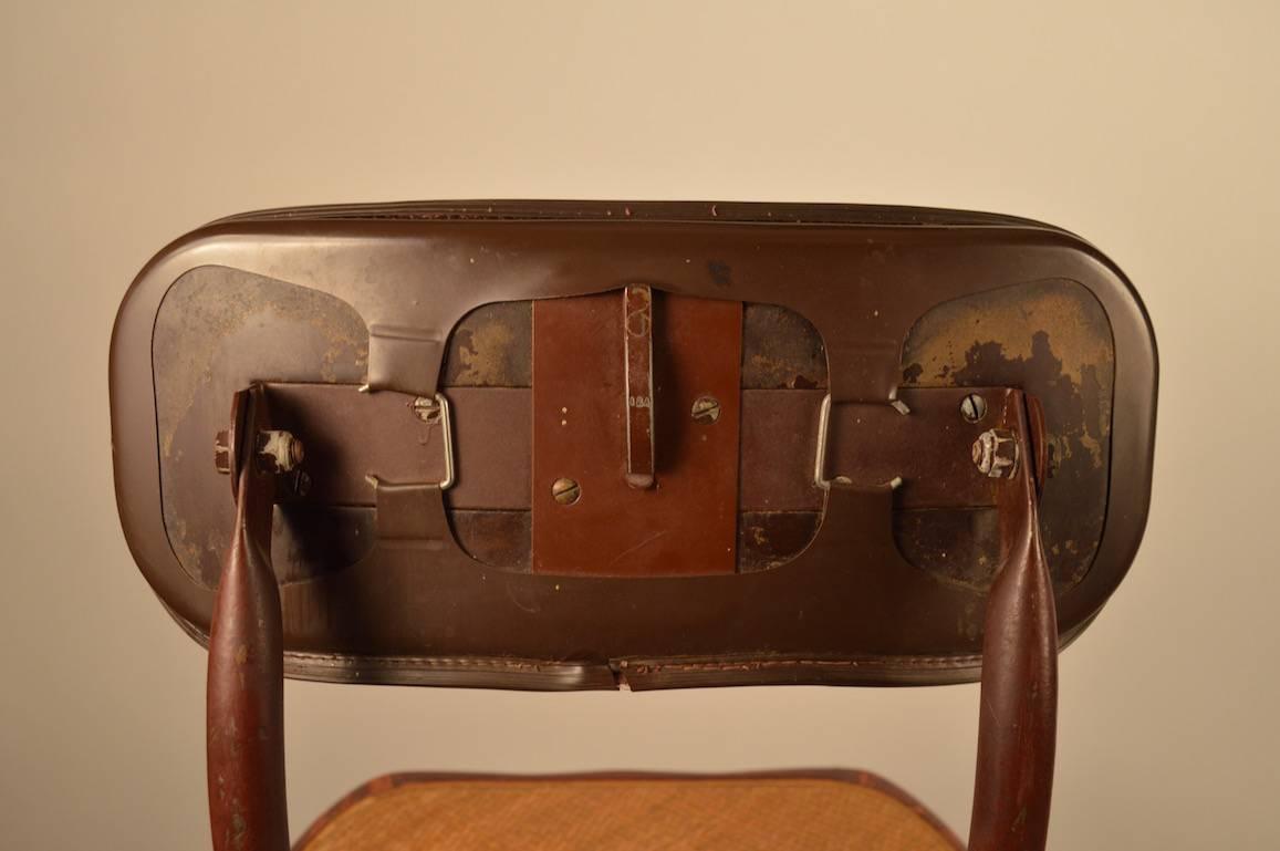 Hard to find a matching set of six of these Western Electric telephone switchboard operators stools. The backrests tilt, and the seats swivel, the seat height is adjustable (24