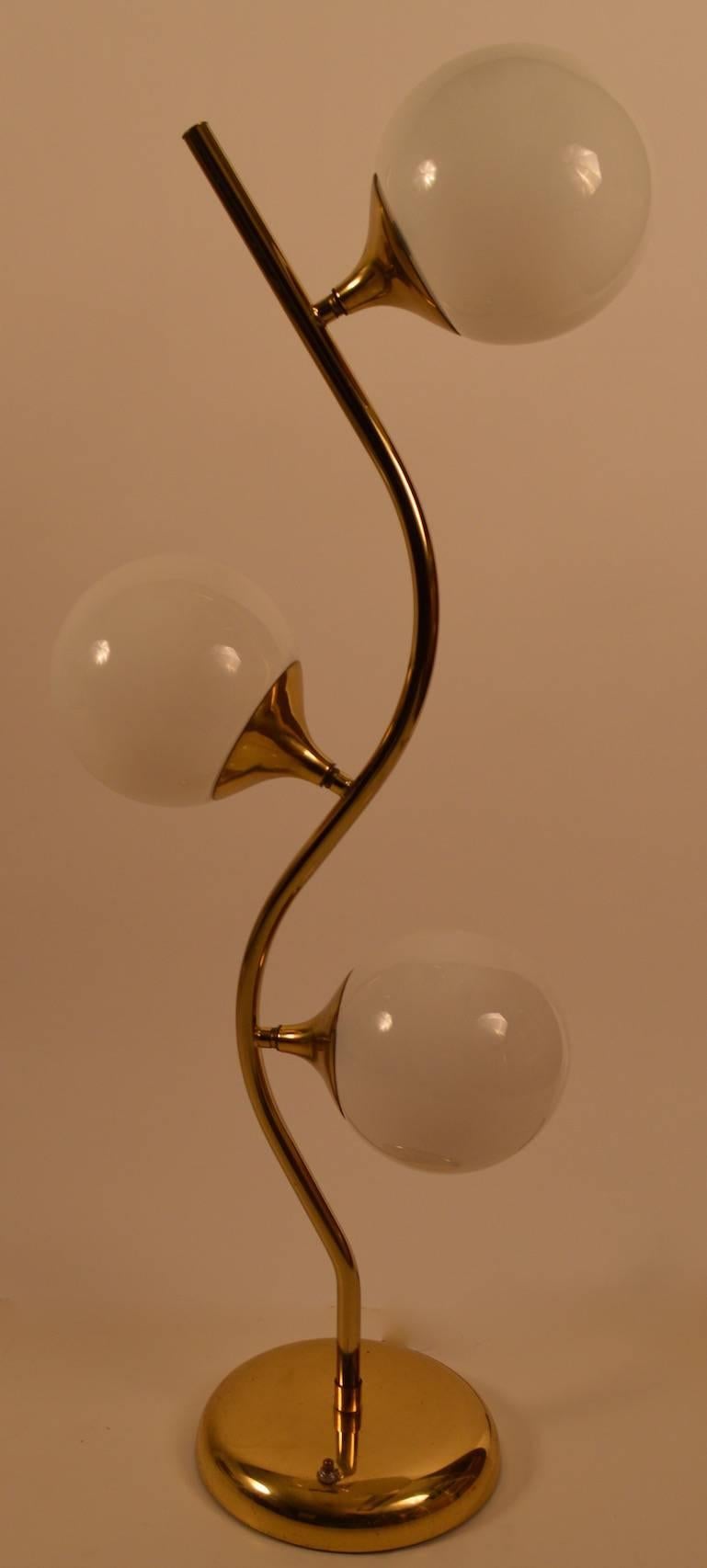 American Three-Light Brass Ball Shade Table Lamp