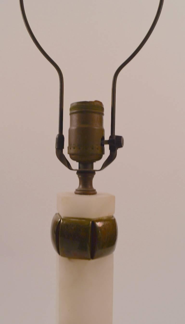 Pair of Elegant Alabaster and Bronze Table Lamps In Excellent Condition In New York, NY