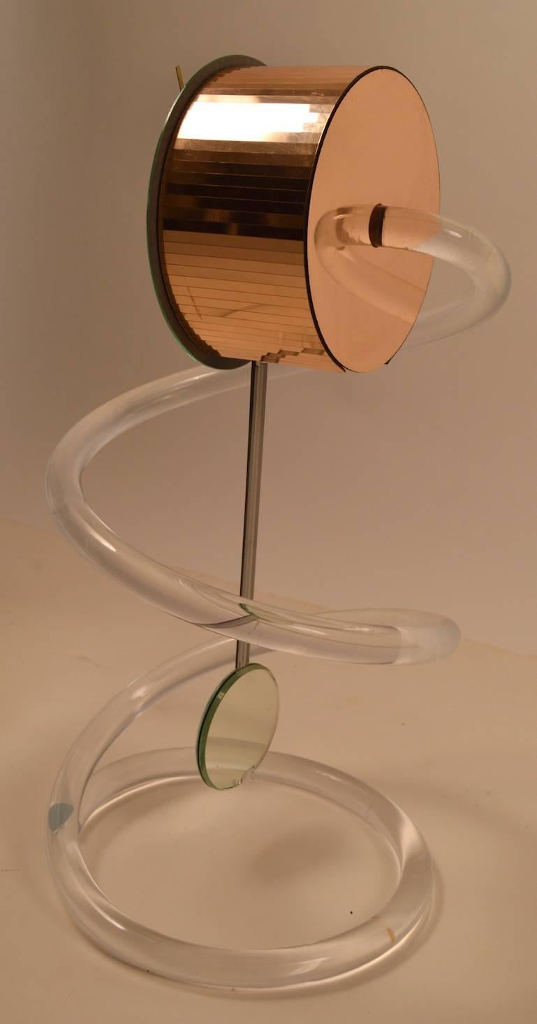 American Lucite and Mirror Pendulum Clock by John Gilmore