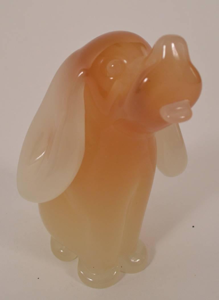Mid-Century Modern Murano Opalescent Art Glass Dog by Seguso For Sale