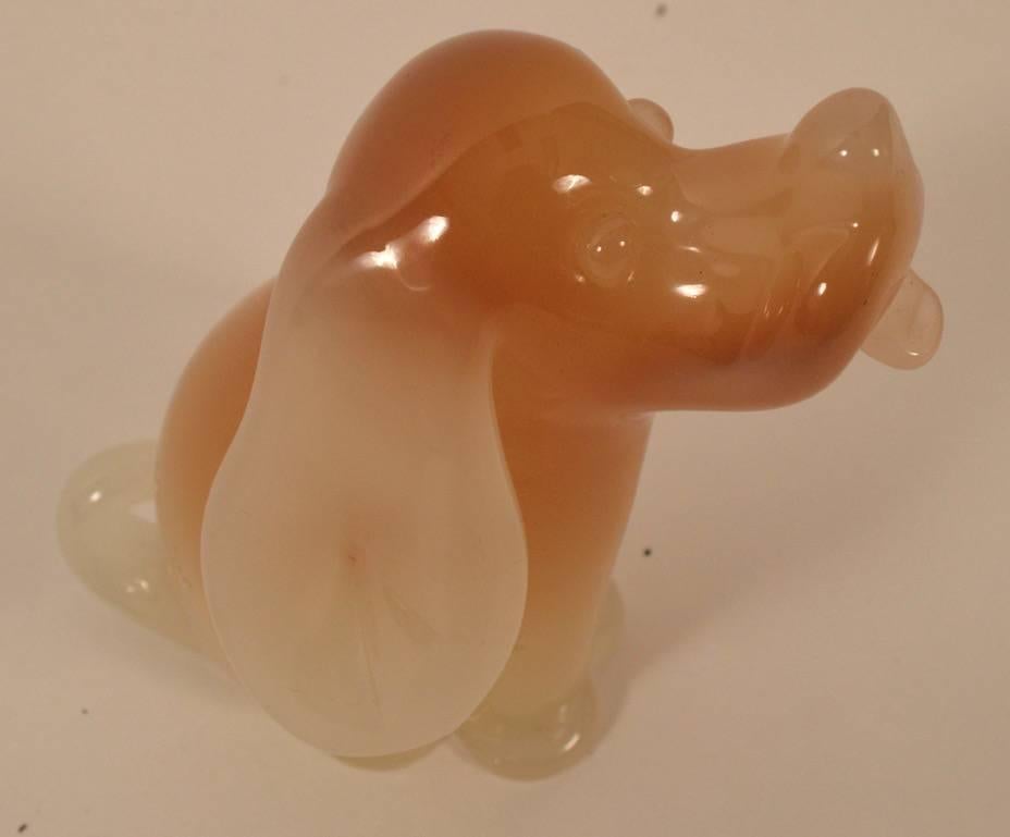 Murano Opalescent Art Glass Dog by Seguso In Excellent Condition For Sale In New York, NY