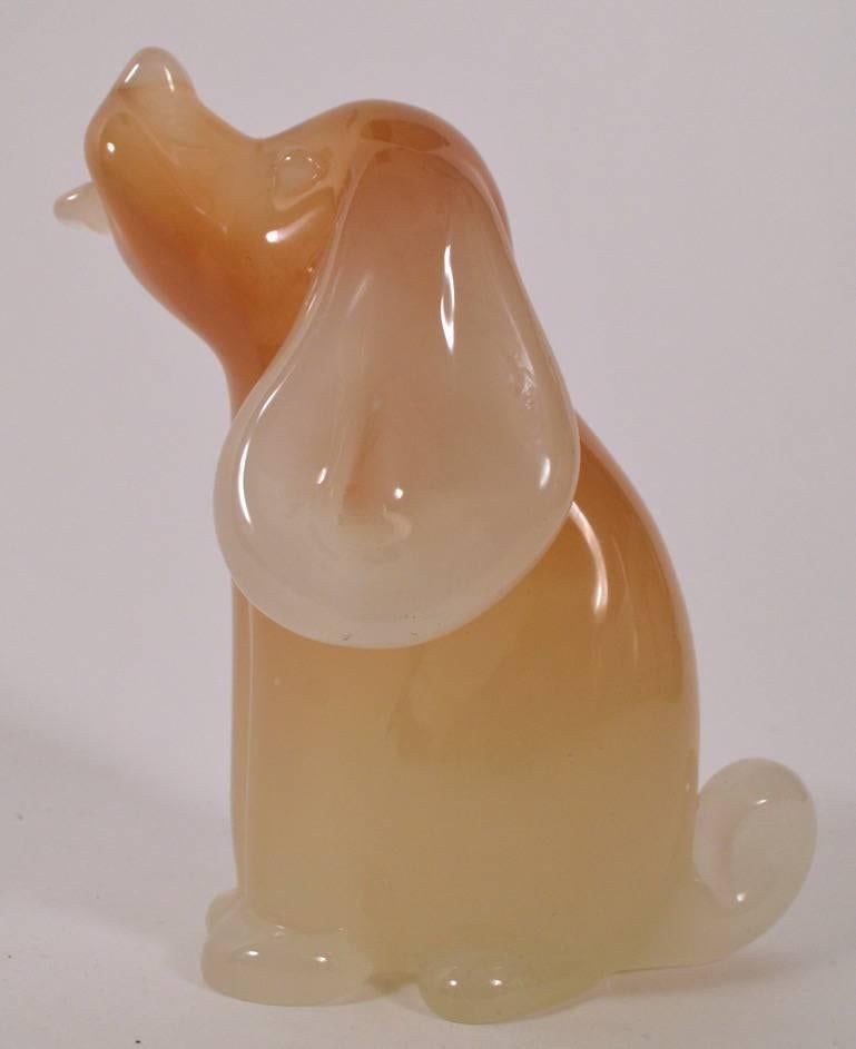 Murano Opalescent Art Glass Dog by Seguso For Sale 1
