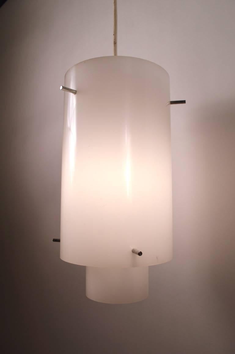 Mid-Century Modern Pair of Acrylic Hanging Fixtures by Paul Mayen For Sale