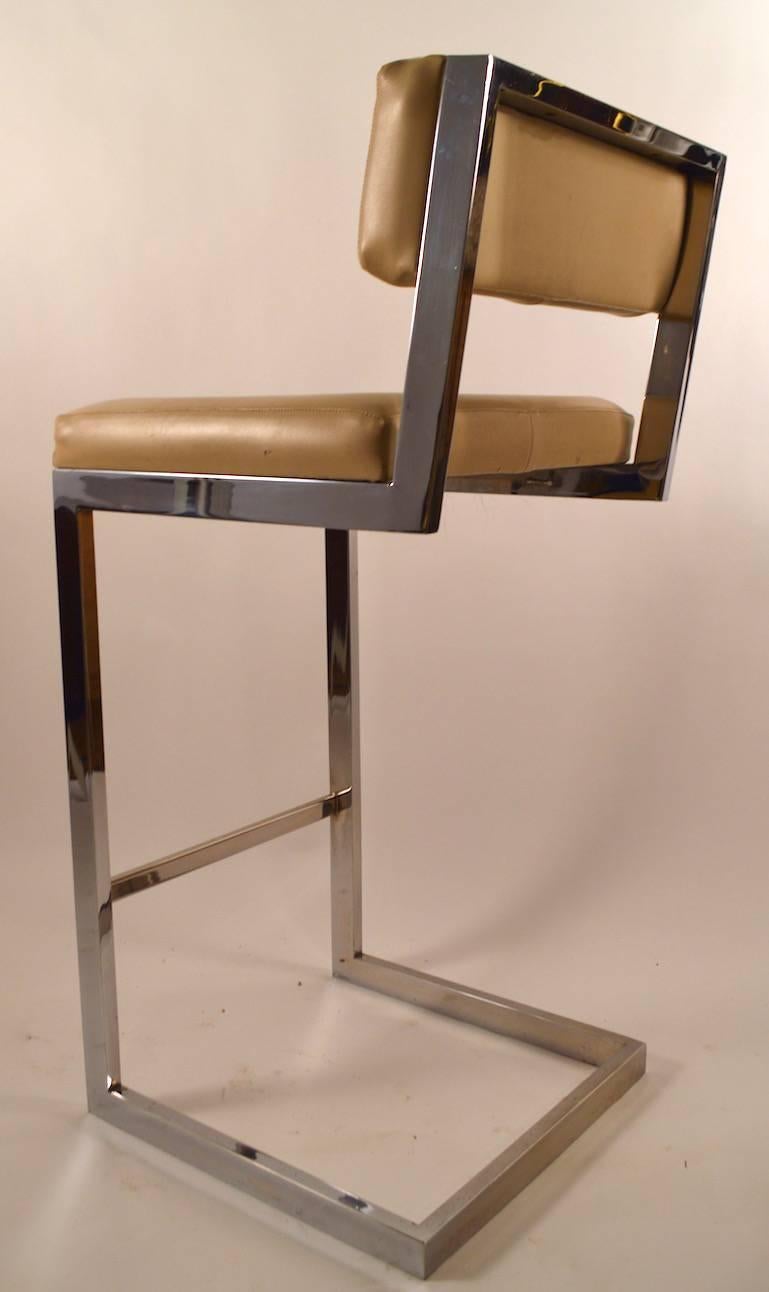 American Squared Chrome Stool Attributed to Milo Baughman For Sale
