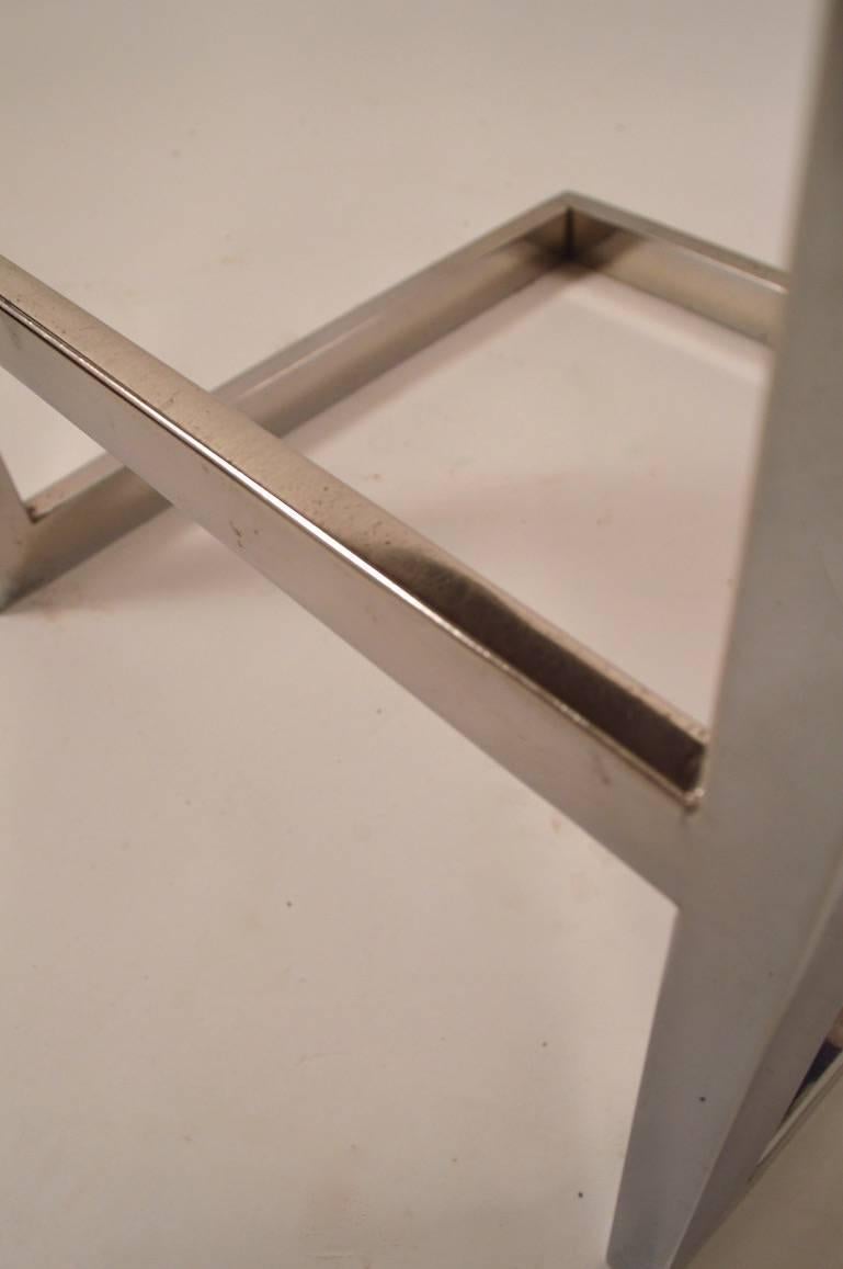 Late 20th Century Squared Chrome Stool Attributed to Milo Baughman For Sale