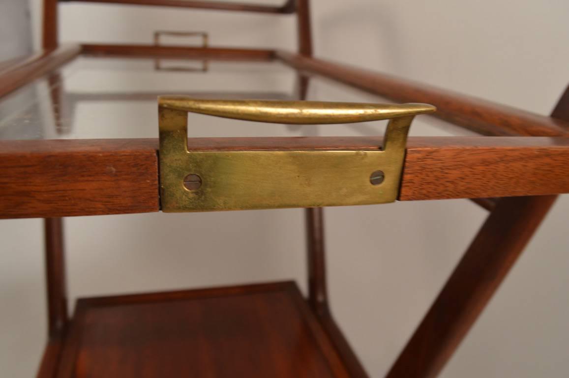 Glass Stylish Bar Serving Cart Attributed to Cesare Lacca