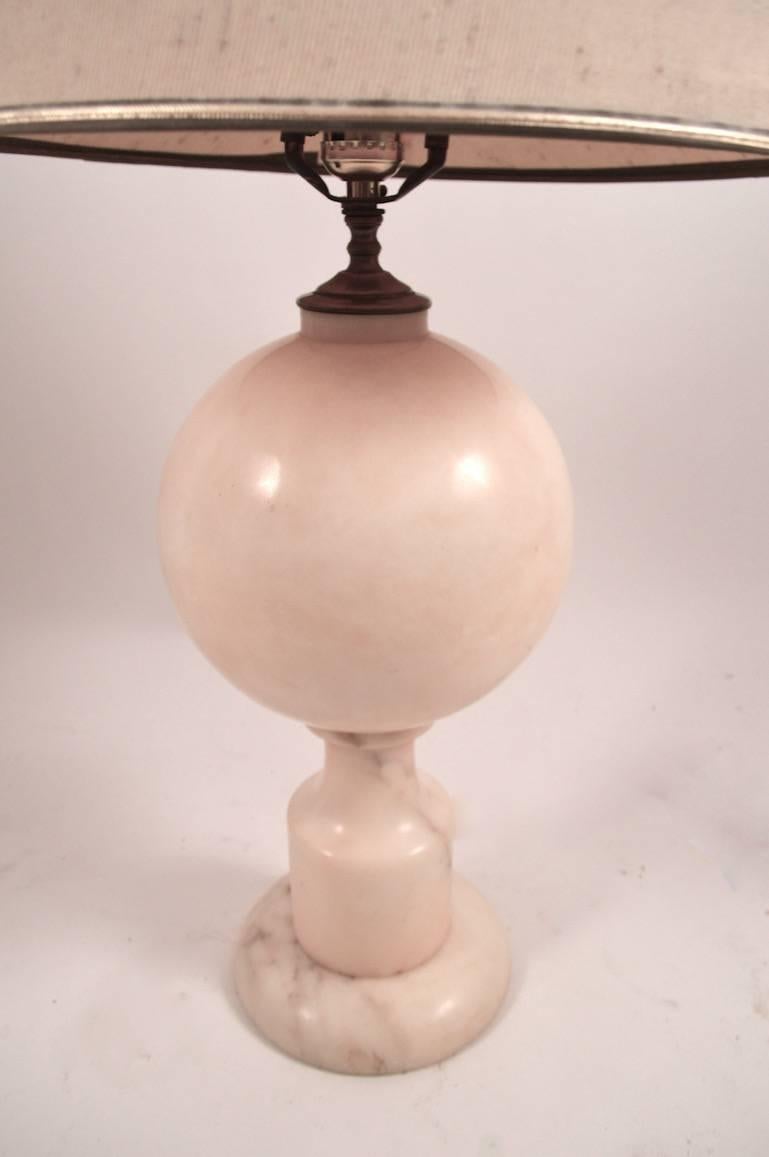 Hollywood Regency Bold Ball Form Marble Lamp For Sale