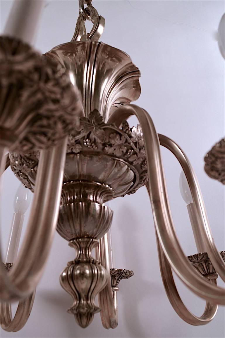 American Classical Silver Plate Eight-Light Chandelier Attributed to Caldwell