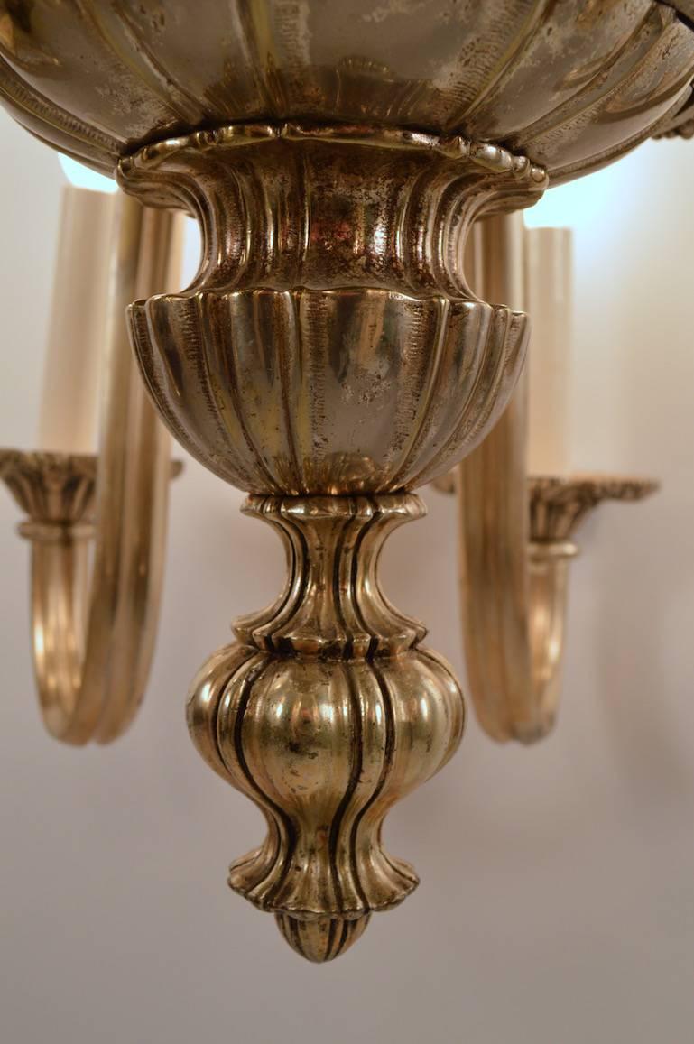 Classical Silver Plate Eight-Light Chandelier Attributed to Caldwell 3