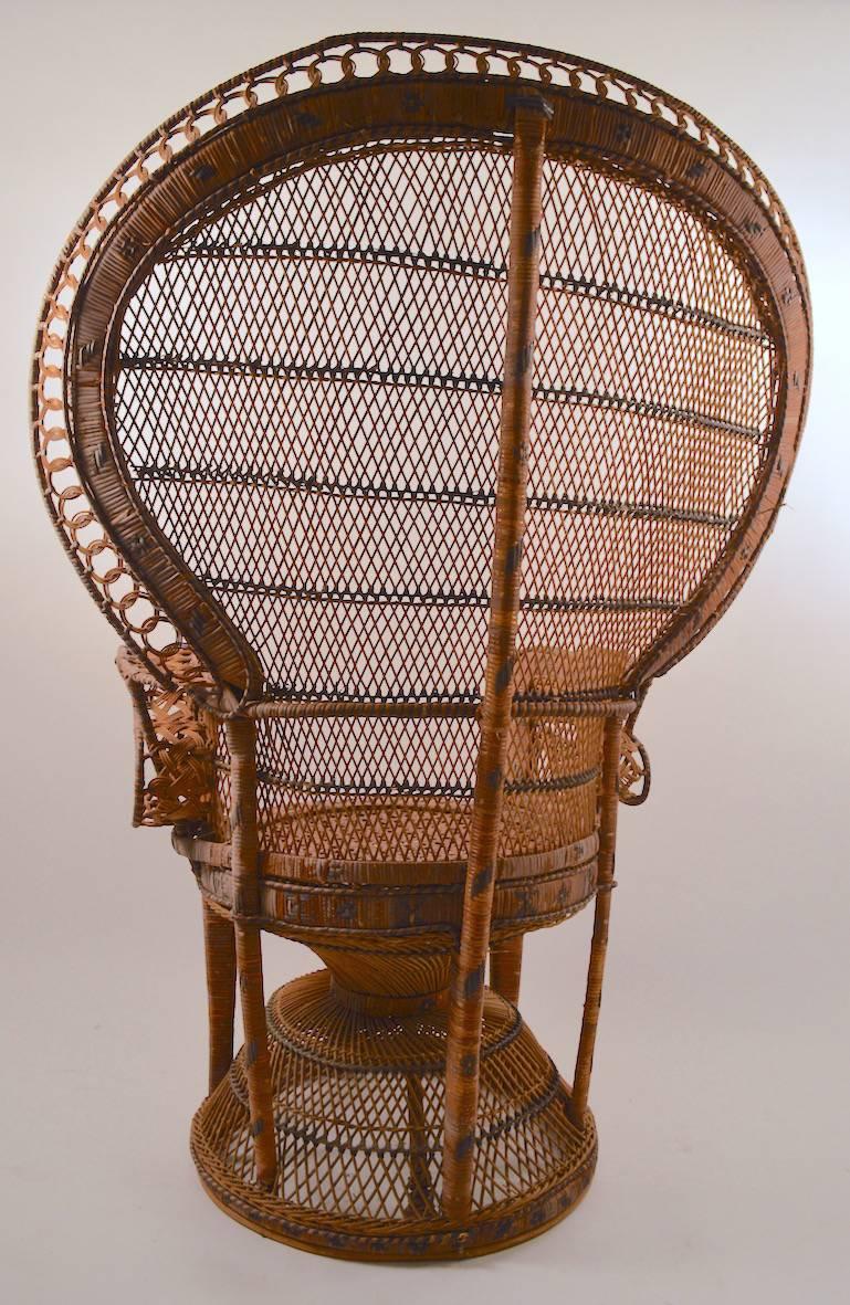 Mid-Century Modern Classic Wicker Emanuelle Peacock Chair