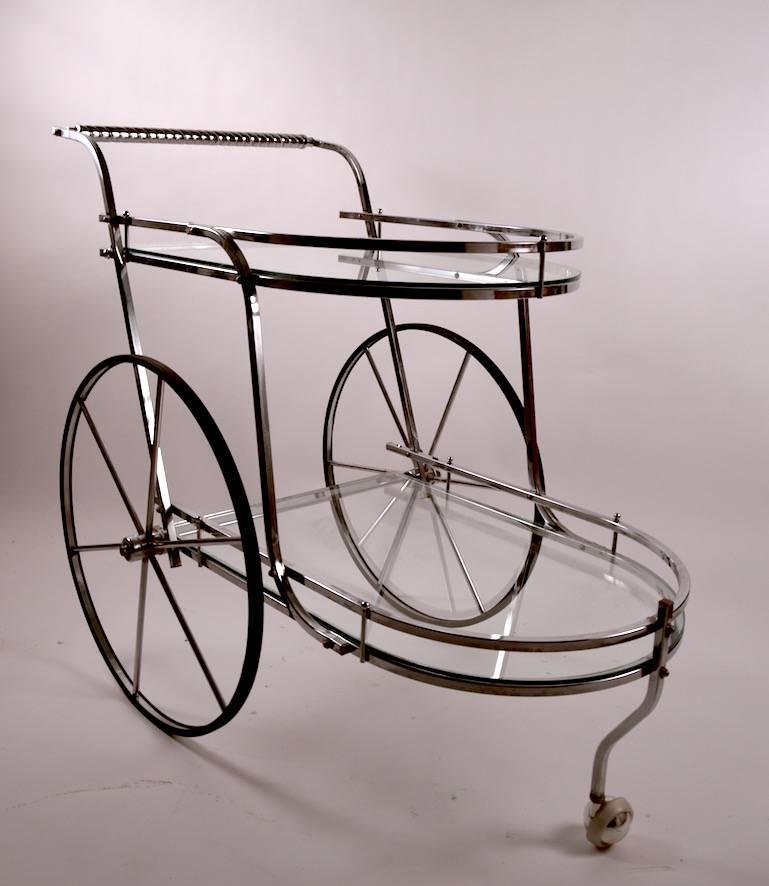 American Chrome and Glass Serving Bar Cart