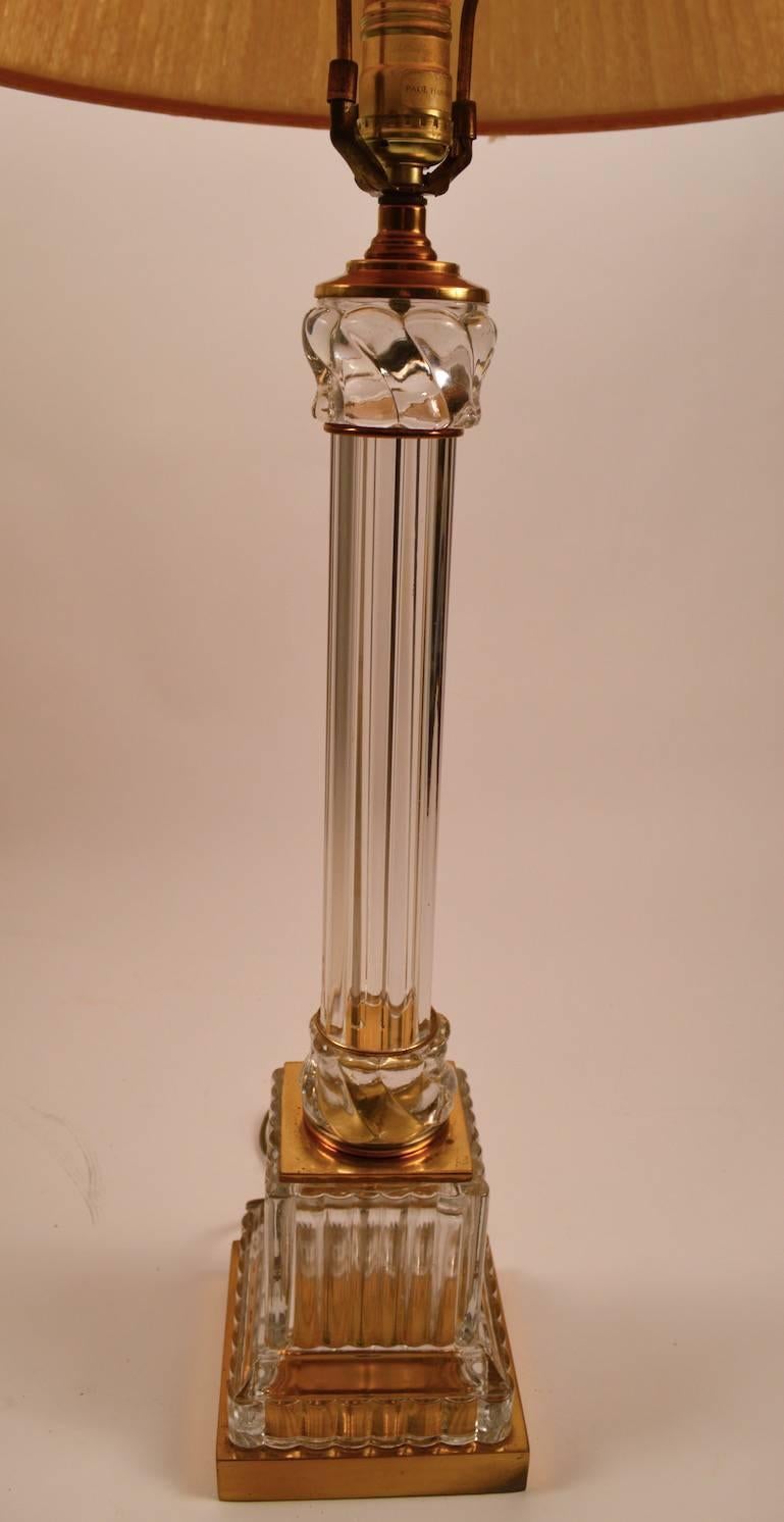 Hollywood Regency Classical Glass Column Lamp by Paul Hanson For Sale