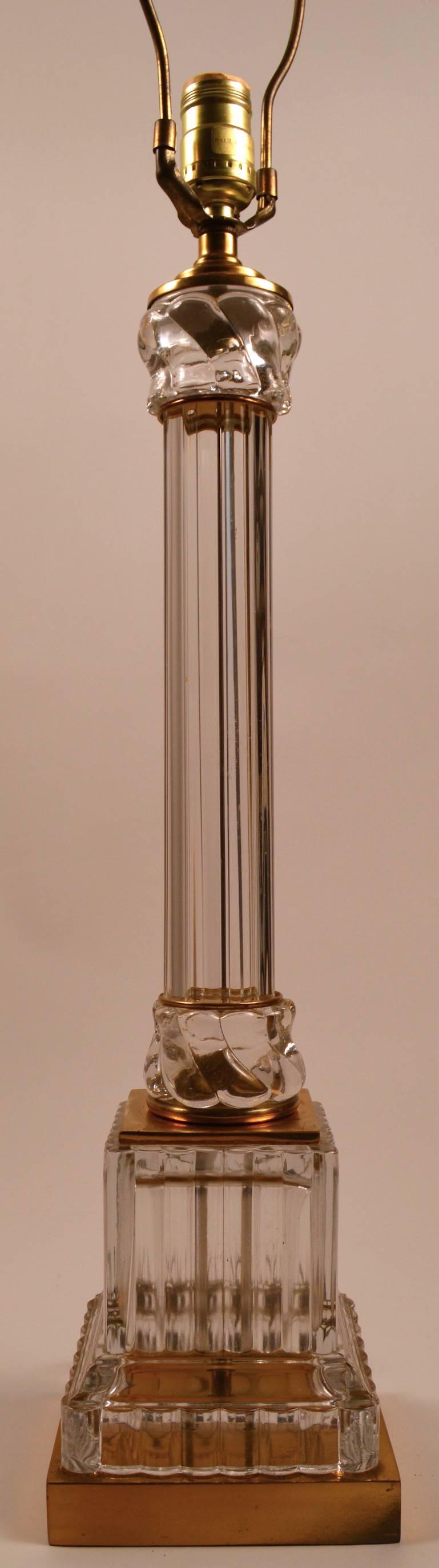 American Classical Glass Column Lamp by Paul Hanson For Sale