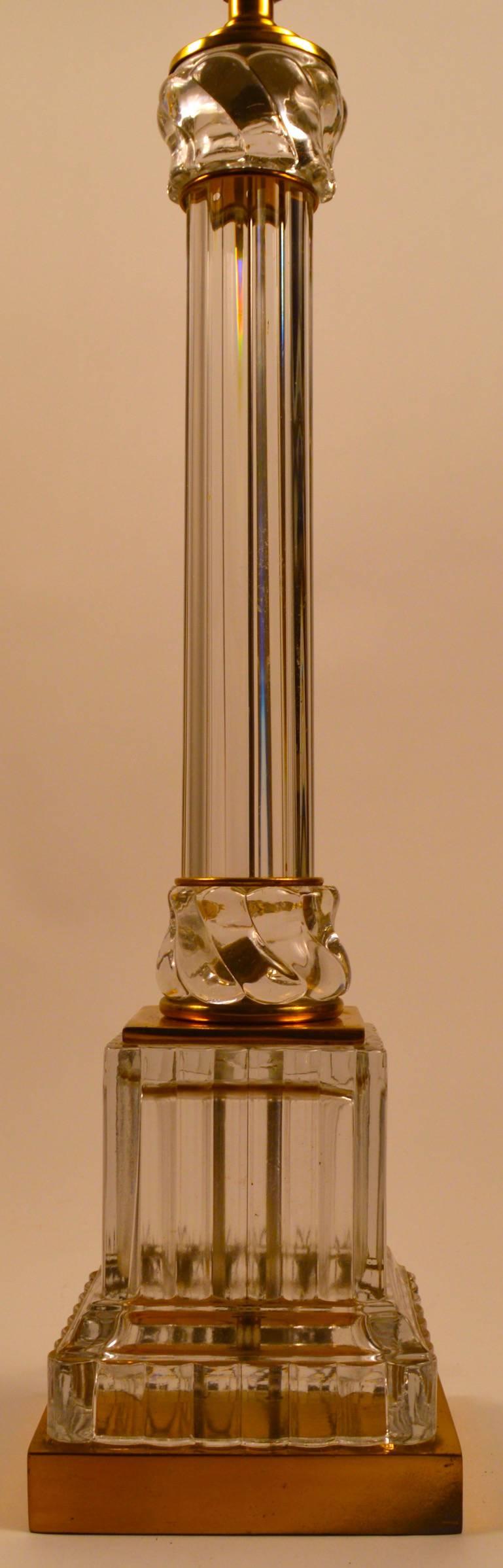 Late 20th Century Classical Glass Column Lamp by Paul Hanson For Sale