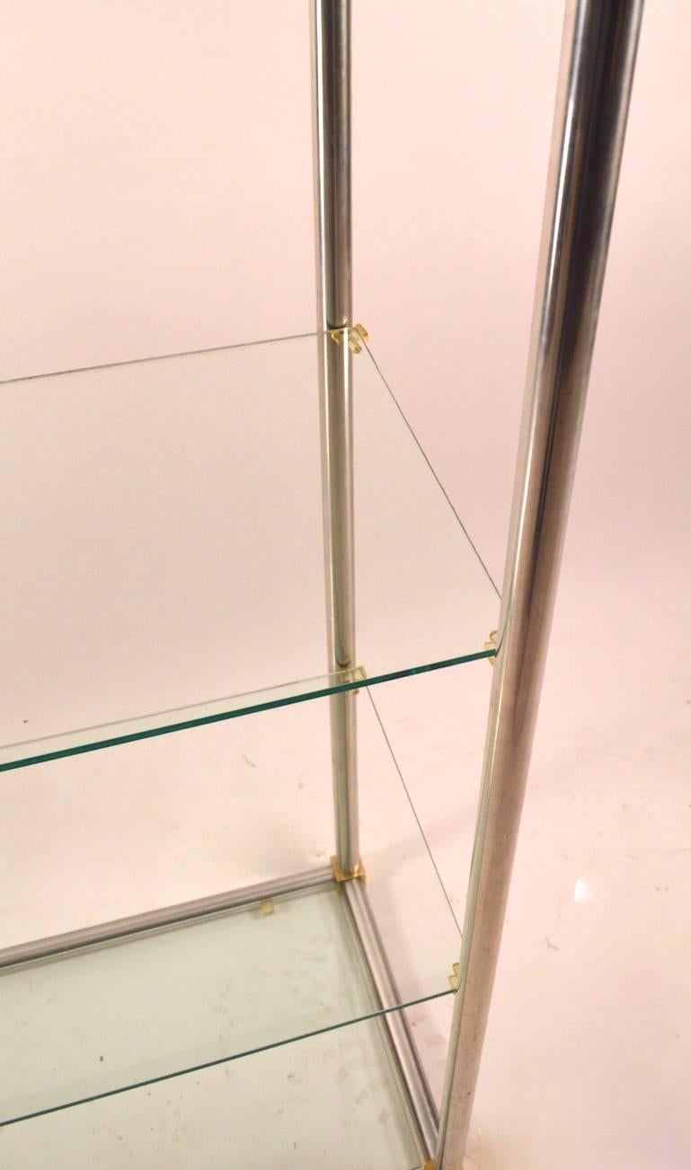 Aluminum / Brass and Glass Etagere, Vitrine by Vesey For Sale 2