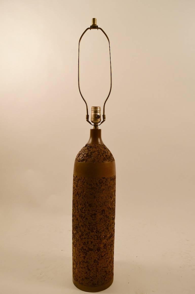 Bottle Form Cork and Wood Table Lamp In Good Condition For Sale In New York, NY