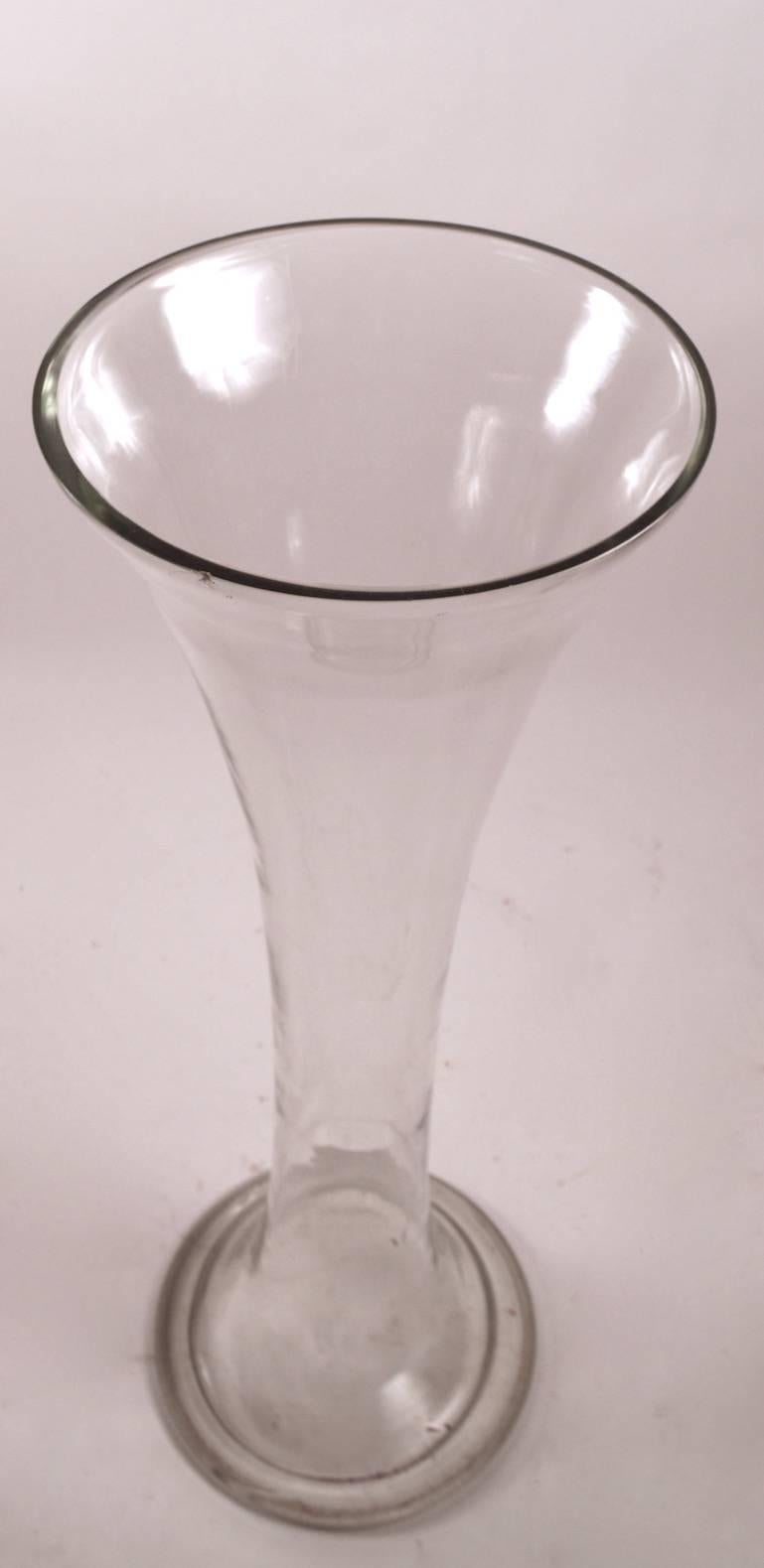 Large-Scale Floor Standing Glass Trumpet Vase In Good Condition In New York, NY