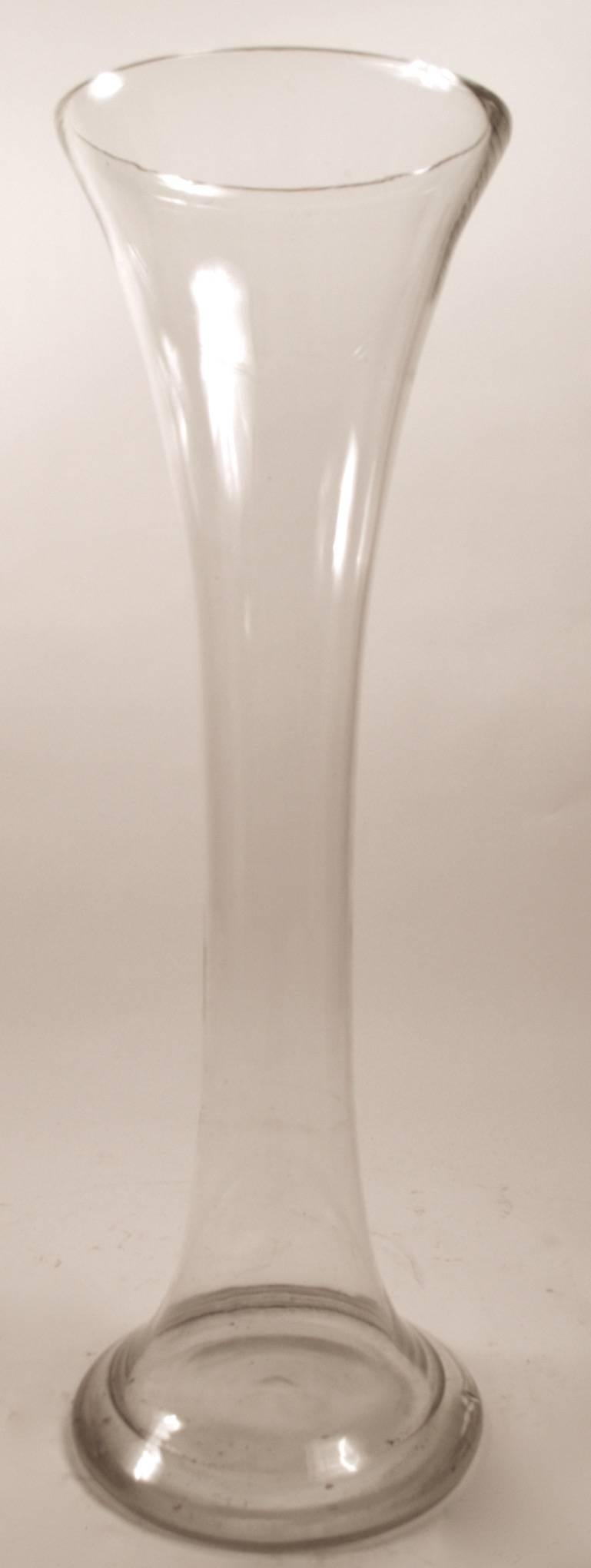 Impressive scale glass trumpet vase, 12.5 - D at top, thick walled (.25