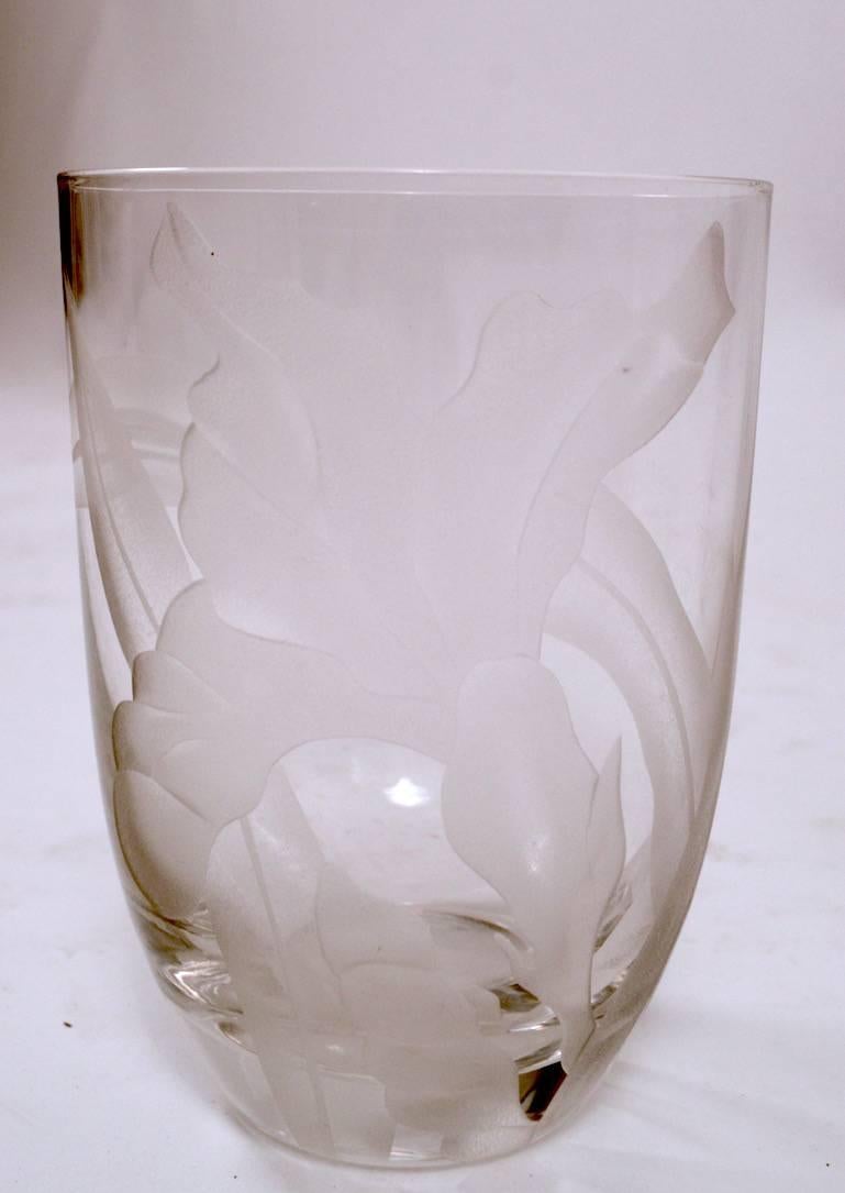 American Group of Three Dorothy Thorpe Etched Vases