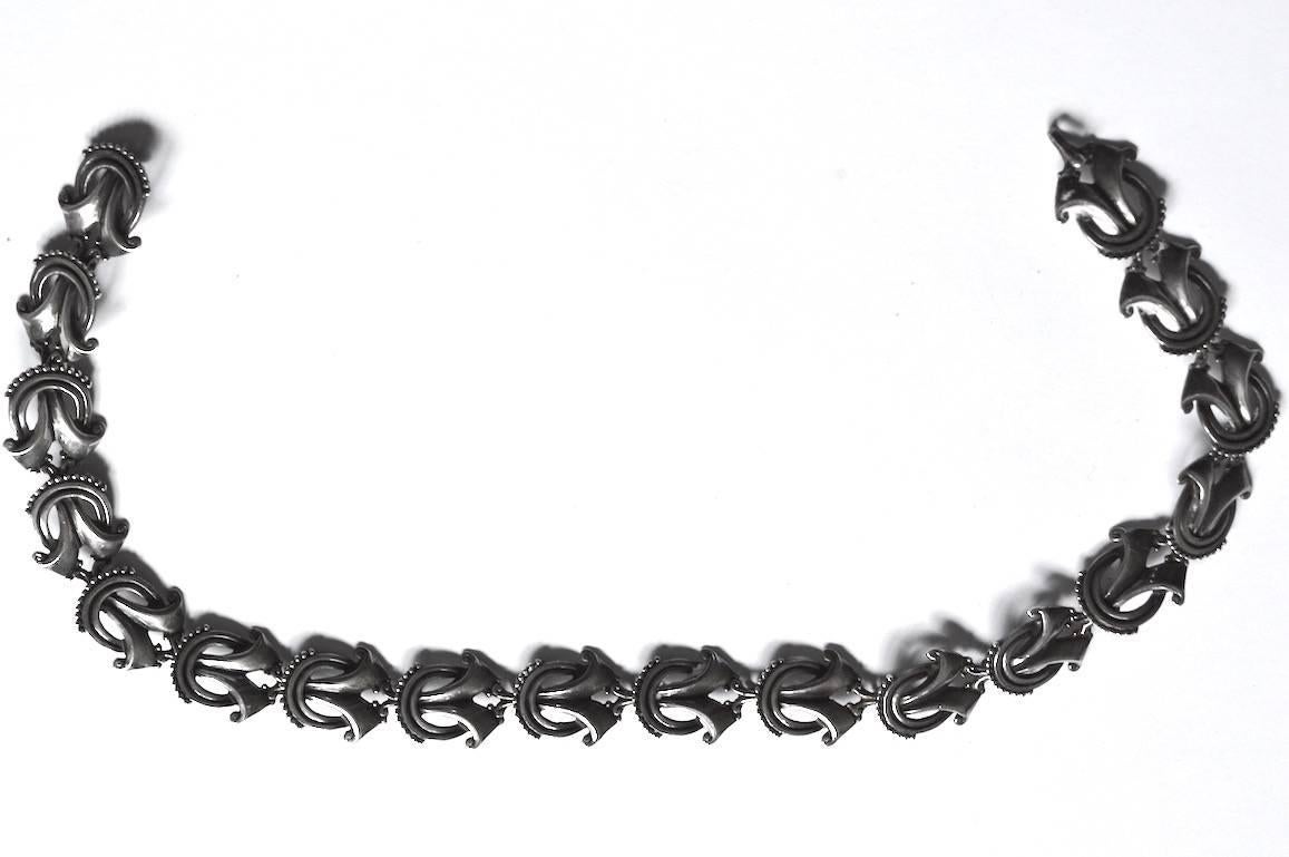Mid-Century Modern Mexican Silver Necklace by Margot De Taxco For Sale