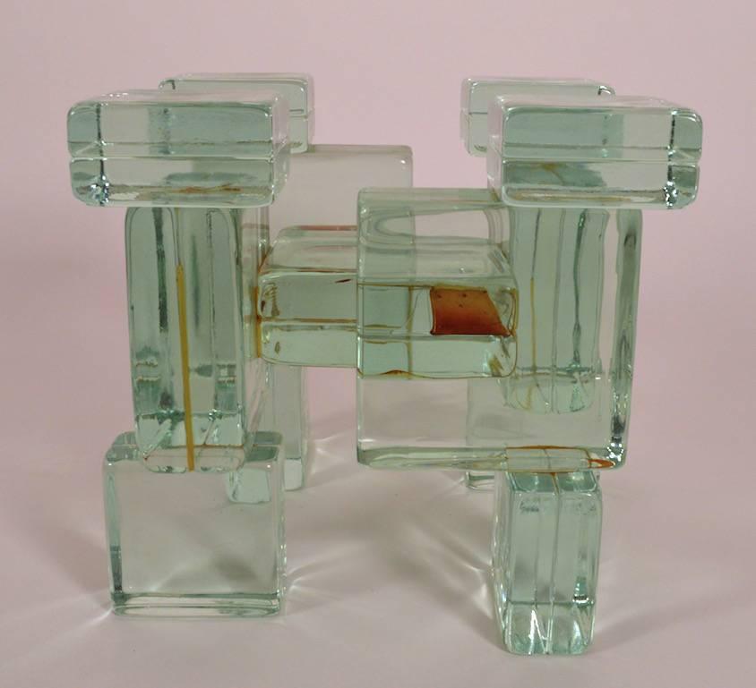 glass block table