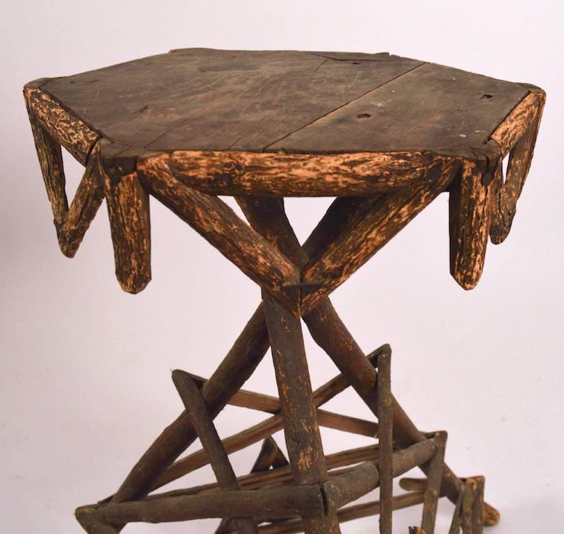 Adirondack Twig Stand with Star Motif In Good Condition In New York, NY