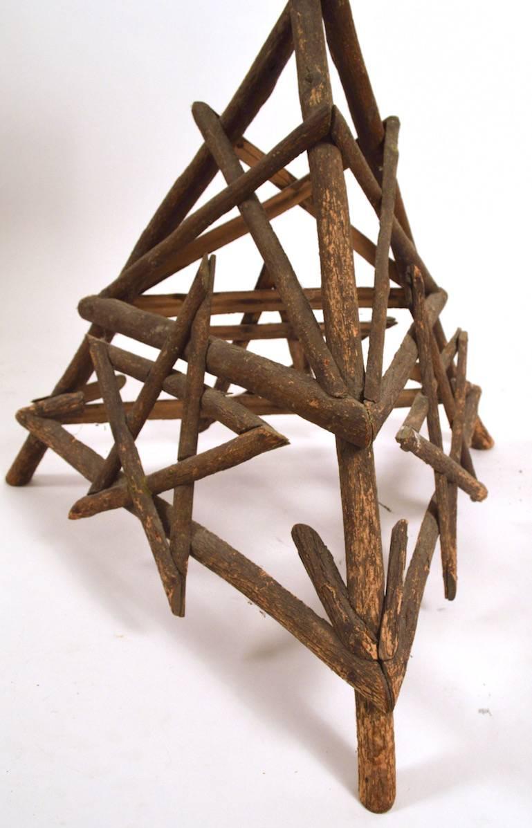 Wood Adirondack Twig Stand with Star Motif