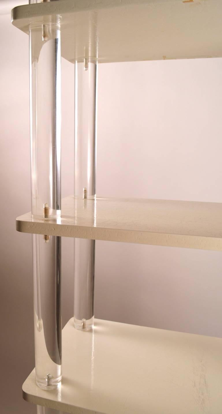 American Extra Tall Lucite and Wood Shelf For Sale