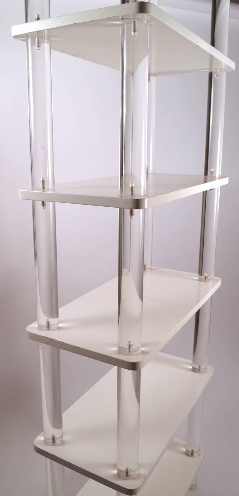 Extra Tall Lucite and Wood Shelf For Sale 1