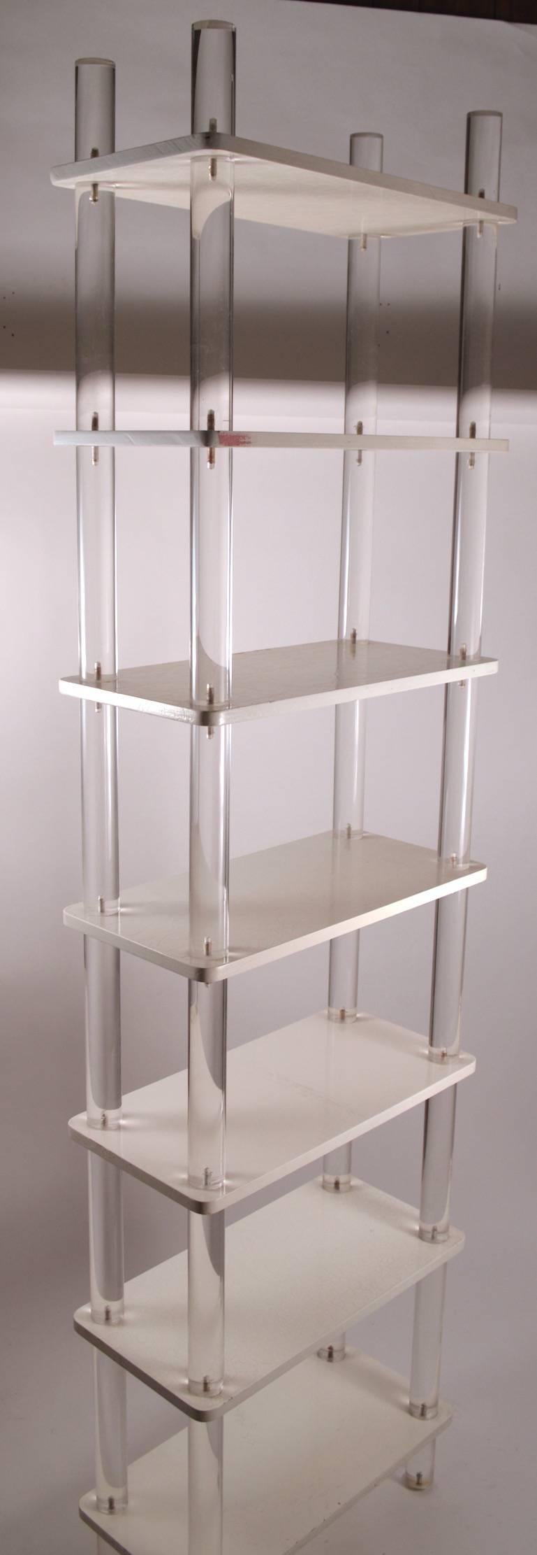 Extra Tall Lucite and Wood Shelf For Sale 2