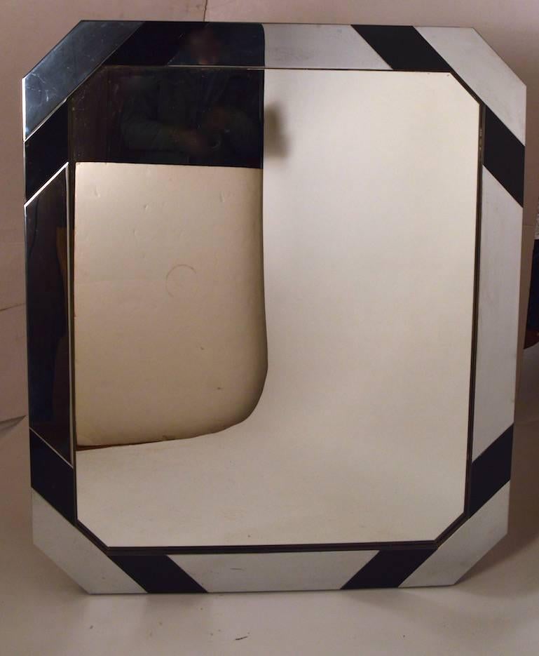 American Mixed Metal Mirror after Paul Evans For Sale