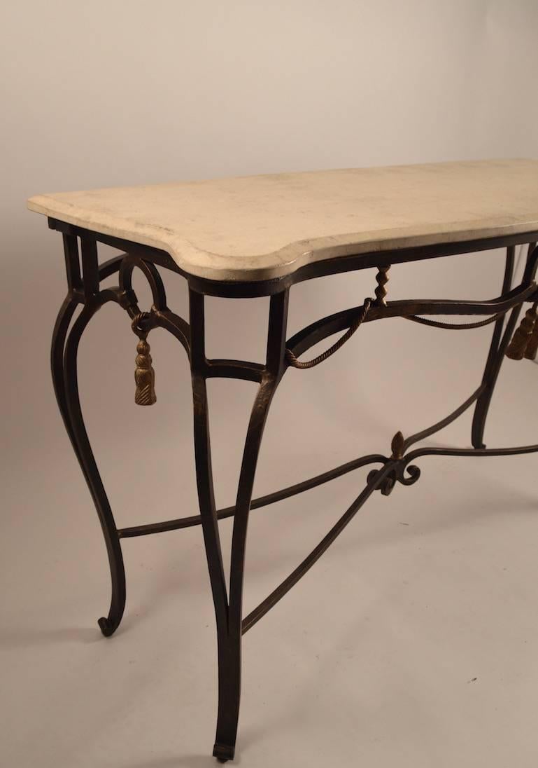 Late 20th Century Iron and Tessellated Stone Console Attributed to Maitland-Smith