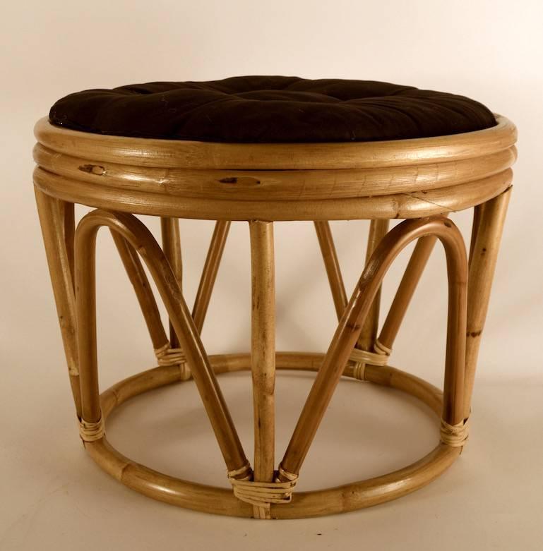 Mid-20th Century Bamboo Ottoman or Pouf For Sale